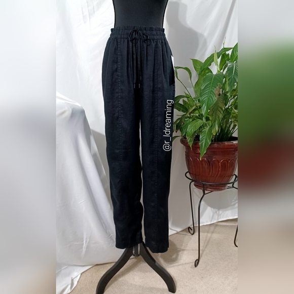 NWT Athleta Retreat Linen High Rise Ankle Pant Size S/T In Black - Picture 2 of 8